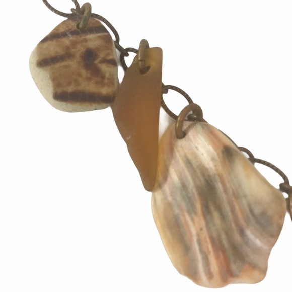 Vintage Shell & Sea Glass Chain Link Necklace 22” - Picture 5 of 7